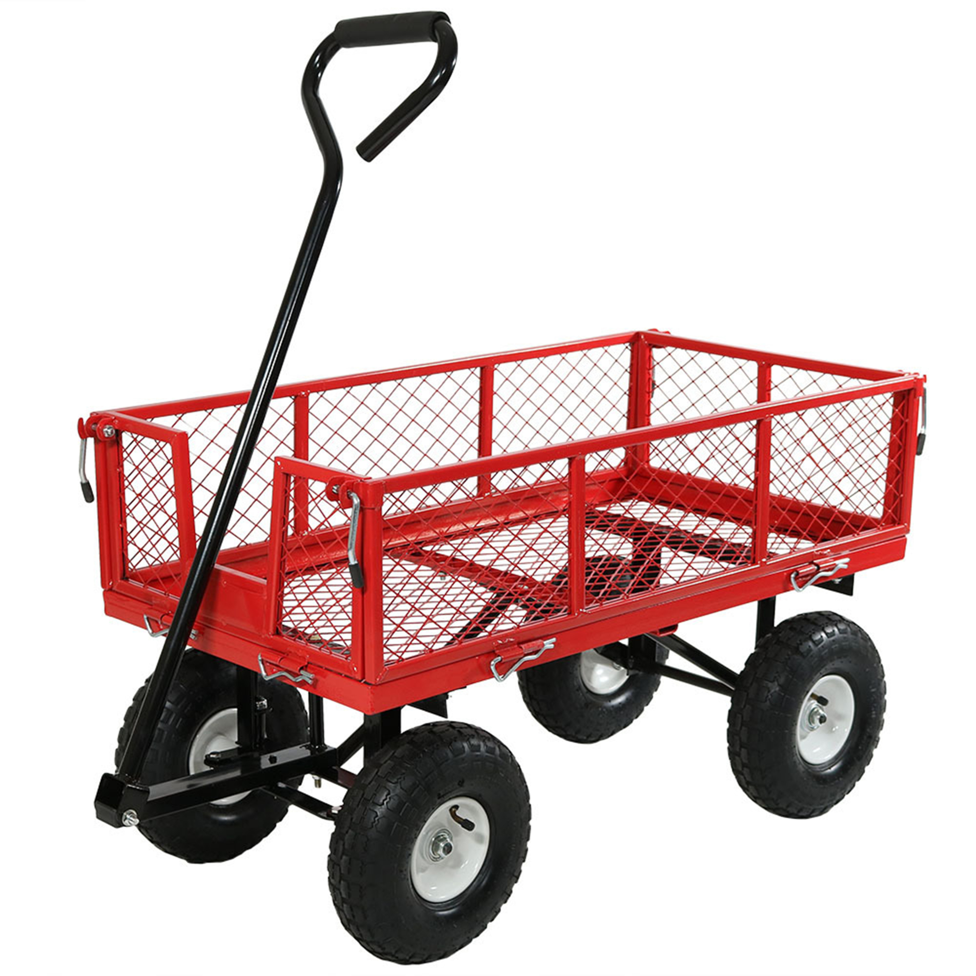 Sunnydaze Decor, Utility Cart with Removable Folding Sides - Red, Load Capacity 400 lb, Model# LW-UC421-RD